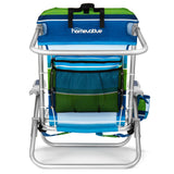 Homevative Cooler+ Folding Backpack Beach Chair with 5 Positions, Towel bar, XL Cooler Pouch, Storage Net, Cup and Phone