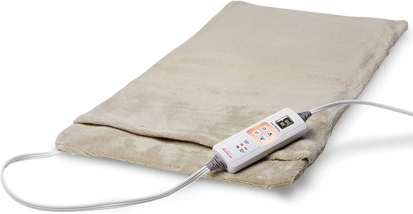 Sunbeam Heating Pad for Fast Pain Relief, XX-Large Ultra-King XpressHeat, 6 Heat Settings with Auto-Shutoff, Beige/Taupe