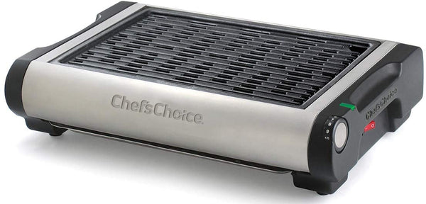 Chef'sChoice 880 Professional Cast Iron Indoor Smokeless Electric GRILL, 1500-Watts, Silver