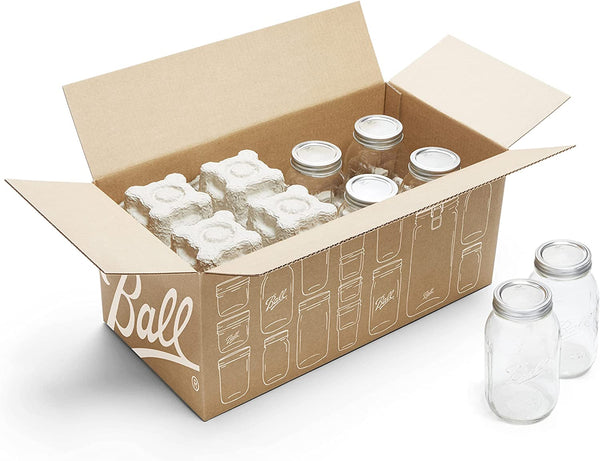 Ball Regular Mouth Quart (32 oz) Mason Jars with Lids and Bands, for Canning and Storage, 8 Count
