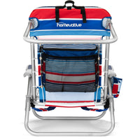 Homevative Cooler+ Folding Backpack Beach Chair with 5 Positions, Towel bar, XL Cooler Pouch, Storage Net, Cup and Phone