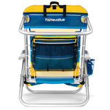 Homevative Cooler+ Folding Backpack Beach Chair with 5 Positions, Towel bar, XL Cooler Pouch, Storage Net, Cup and Phone