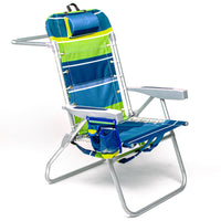 (Tall Chair) Homevative Folding Backpack High Beach Chair, Towel bar, Key Lime